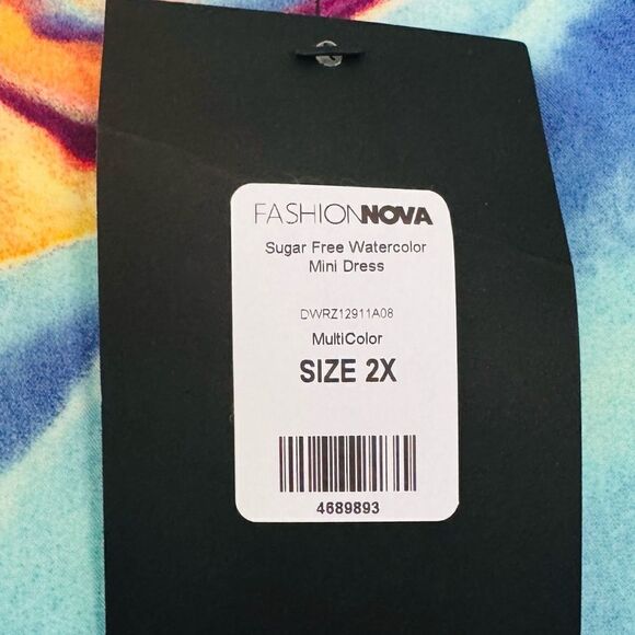 Fashion Nova Sugar Free Watercolor Mini Dress Size 2X - Picture 6 of 6